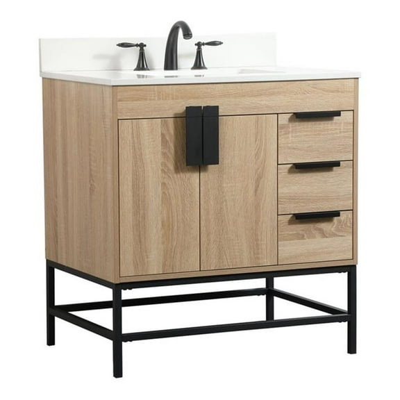 Elegant Kitchen and Bath 32 inch Single bathroom vanity in mango wood with backsplash