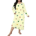 thumbnail image 4 of Chemises de Nuit pour Femmes Grande Taille Robe de Nuit Décontractée Imprimé Cœur Manches Longues Col Rond Extensible Moyen Ample XXXXXL, 4 of 5
