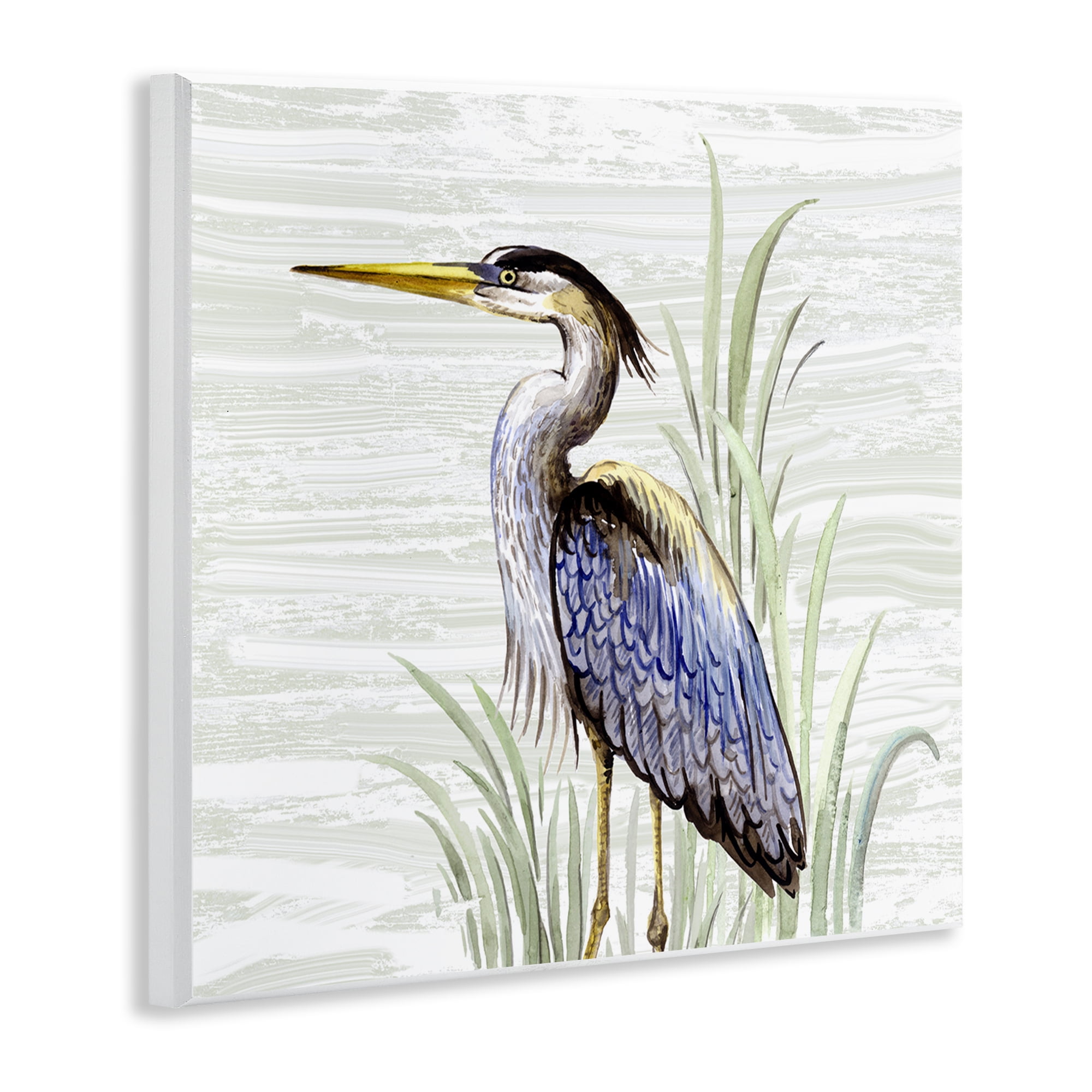 Stupell Industries Beach Bird Simple Heron Animals Painting Unframed Art Print Wall Art, 12 x 12