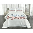 thumbnail image 3 of Ambesonne 4th of July Quilted Bedspread Set 3 Pcs, Grunge Pattern USA, King Size, Ruby Violet Blue White, 3 of 5