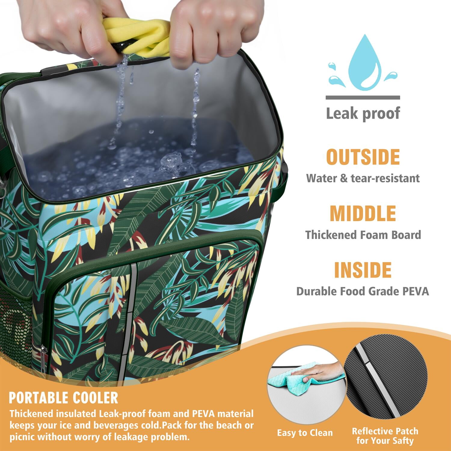 New Jungle-theme Backpack Cooler Jungle Leaves Insulated Backpack Cooler, Leak Proof Cooler  main image 2