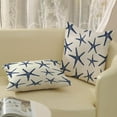 thumbnail image 4 of Navy Blue Starfish Pillow Covers 18x18 Inch Set of 2 Coastal Throw Pillows Summer Nautical Ocean Beach Theme Decorative Pillowcase Outdoor Farmhouse Decor Cushion Case for Couch Home Bedroom, 4 of 7