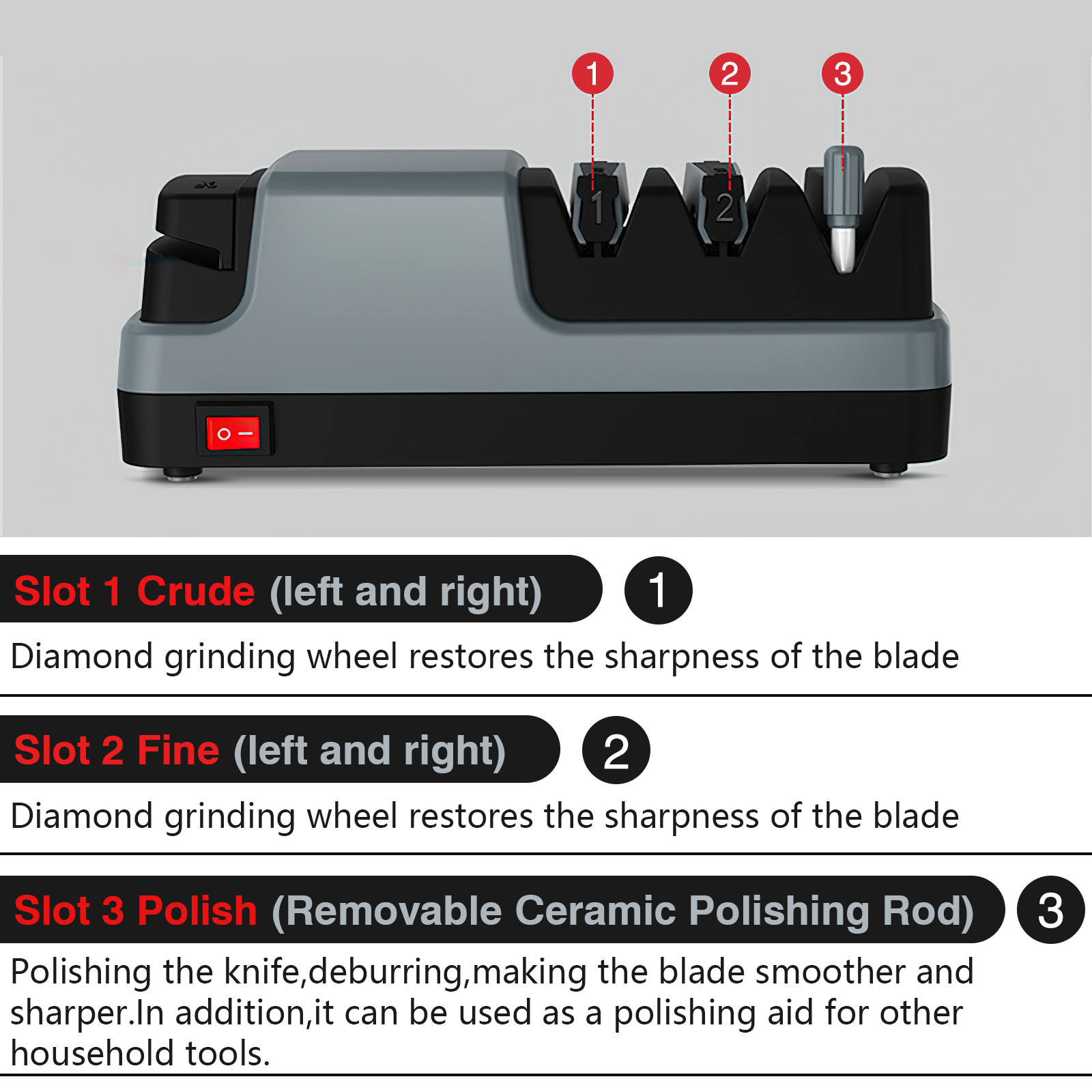 GIRACOA Electric Knife Sharpener with 1 Pair of Cut-Resistant Knit Gloves – Professional 3-Stage 100% Diamond Abrasive, Works for All Kitchen Knives