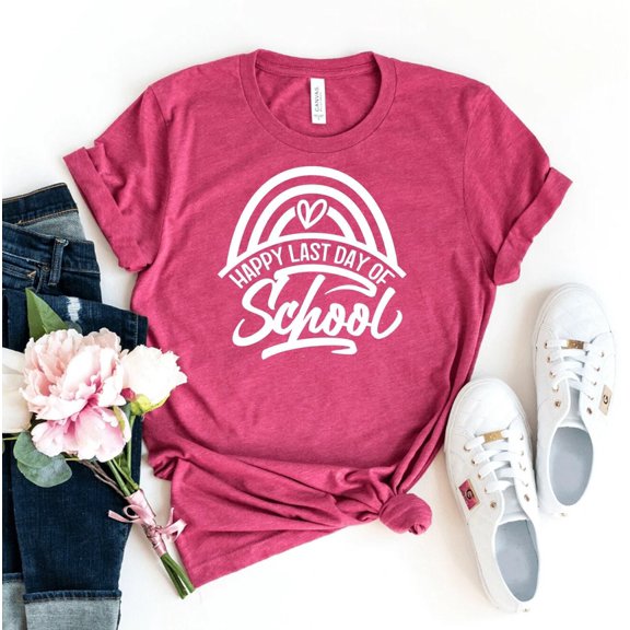 Happy Last Day Of School T-shirt Graduation Shirt Teacher Life Gift Summer Break Top Tee Women's Shirts
