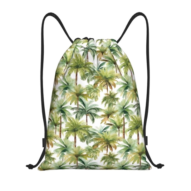 Fotbe Green Hawaii Palms Bolsa Mochila con Cordón Estampada, Bolsa de Gimnasio Deportiva, Bolsa Cinch, Bolsa con Cordón para Hombres y Mujeres-Medium