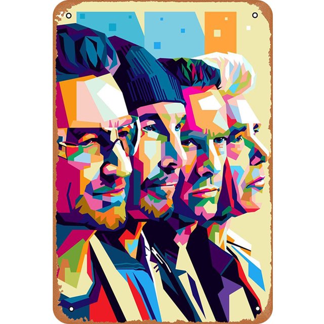 Placa Metal Vintage U2Band Pintura Hierro Rectangular Arte Pared Del 30x40cm