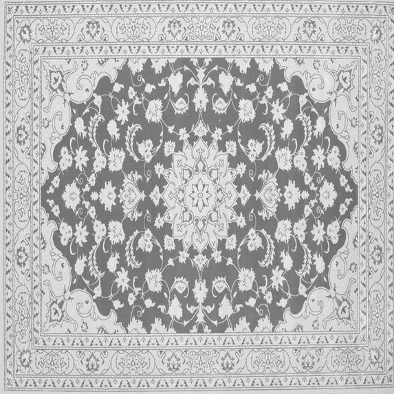Ahgly Company Indoor Square Medallion Gray Traditional Area Rugs, 7' Square