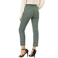 thumbnail image 3 of DARING DIVA Women's Plaid Elastic Back Straight Leg Ankle Pants S Green, 3 of 7
