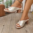 thumbnail image 4 of Heeled Sandals for Women Vintage Print Open Toe Mules Casual Slip on Summer Backless Heels Comfortable Orthopedic Shoes White Size 7.5, 4 of 7