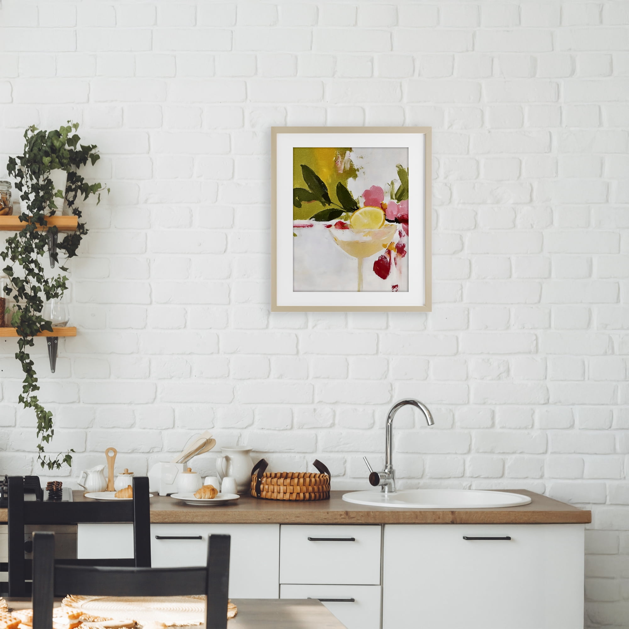 Stupell Industries Red & Pink with Lemons Birch Framed Print Under Glass, design by Riley B