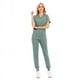 thumbnail image 3 of Conjunto de uniforme de trabajo de enfermera dividido con cuello en V, manga corta, bolsillo, ropa de enfermería deportiva de color sólido para el cuidado médico, 3 of 5