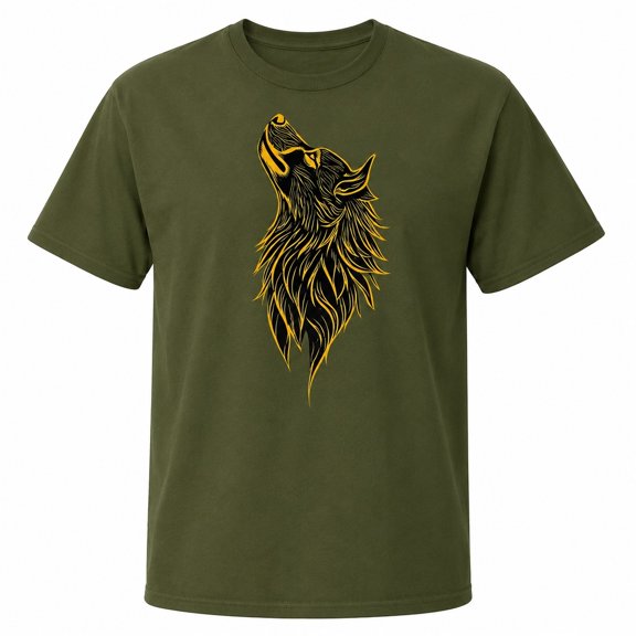 Men's Wolf Graphic T-Shirt, Unisex Classic Fit Short Sleeve Crewneck Tee