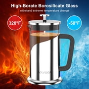 VAVSEA Double Wall French Press Coffee Maker, 35oz Coffee Press with Thicken Borosilicate Glass & 304 Stainless Steel for Travel & Home Use, Gifts for Valentine's Day