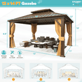 thumbnail image 4 of EROMMY 12'x14' Gazebo Hardtop, Galvanized Steel Double Roof Metal Gazebo with Aluminum Frame, Permanent Outdoor Pavilion with Curtain and Netting for Patio, Lawn and Garden, 4 of 8