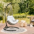 thumbnail image 5 of Ulax Furniture Indoor/Outdoor Wicker Hanging Basket Swing Chair Hammock Tear Drop Chair with Stand (Beige), 5 of 9