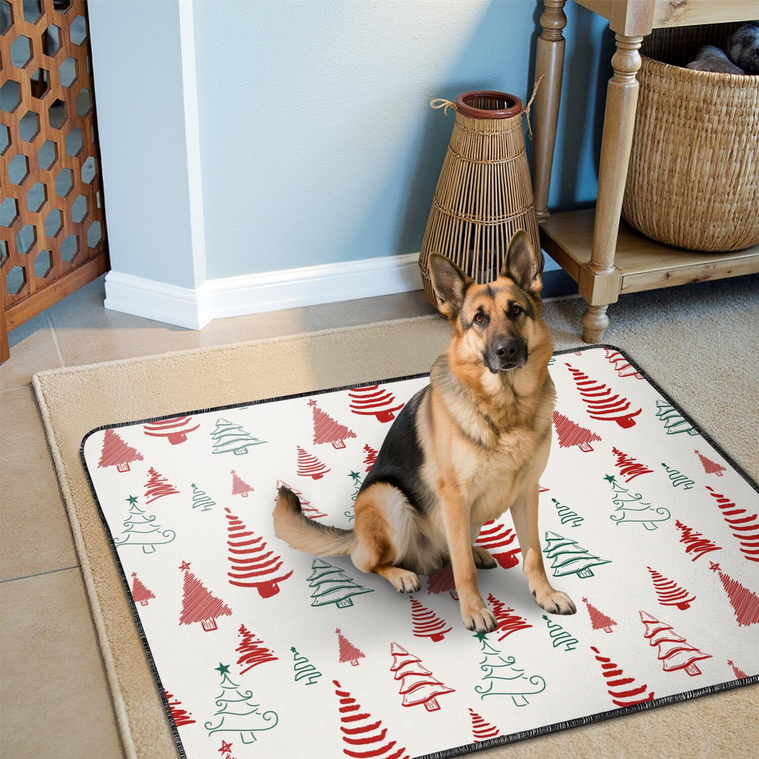 Christmas Red and Green Washable Dog Pads 48"x48" 2-Pack, Super Absorbent Reusable Puppy Pee Mats with Holiday Themes for Large Area Management