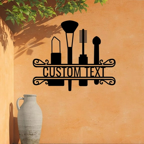Custom Beauty Cosmetics Metal Sign,Makeup Tools Metal Wall Art,Makeup Vanity Decor, Makeup Artist Name Sign, Vanity Room Decor