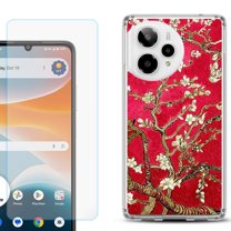 Phone Case for Cricket Icon Pro 2026, with Screen Protector, by OneToughShield - Almond Blossom Red