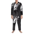 thumbnail image 3 of Picia Monochrome Giraffe Expression Pattern Men’s Long-Sleeve Sleepwear Set - Soft 2-Piece Loungewear with Pockets, Comfy PJs for Relaxing Nights-Small, 3 of 7
