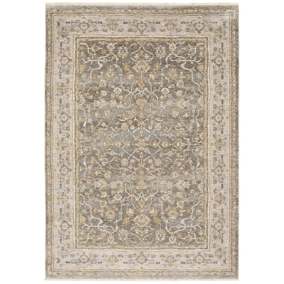 Moretti Movement Area Rug 040M1 Traditional Beige Faded Scrolls 6' 7" x 9' 6" Rectangle