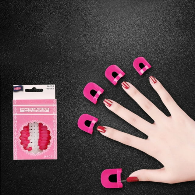 Mode Femmes 26 Pcs Forme Courbe Anti-Déversement Protection Vernis à Ongles Support Larchele Vernis à Ongles Réutilisable 10 Tailles Accessoires pour Ongles