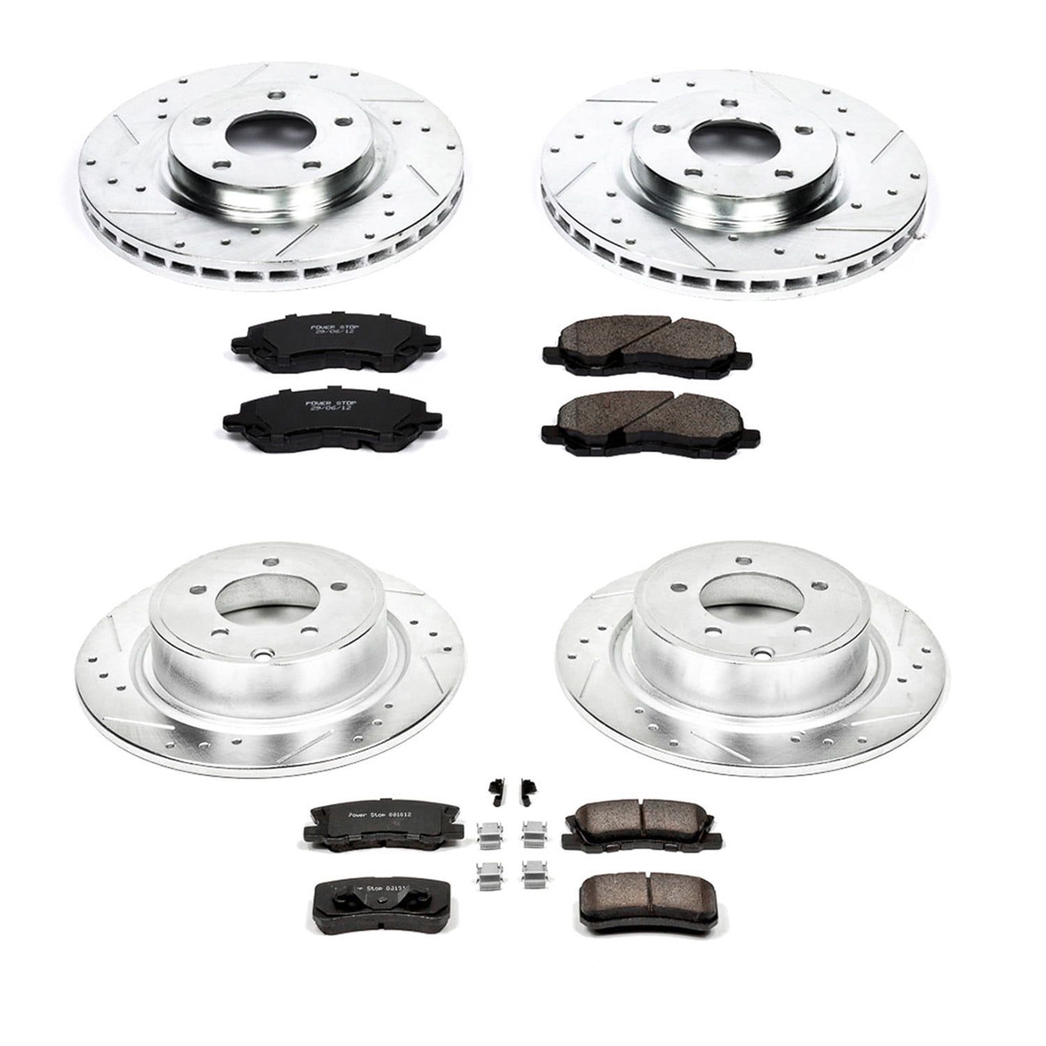 PowerStop Front and Rear Z23 Evolution Sport Carbon-Fiber Ceramic Brake Pad and Drilled & Slotted Rotor Kit Fits: CHRYSLER DODGE JEEP MITSUBISHI Select Models K2848