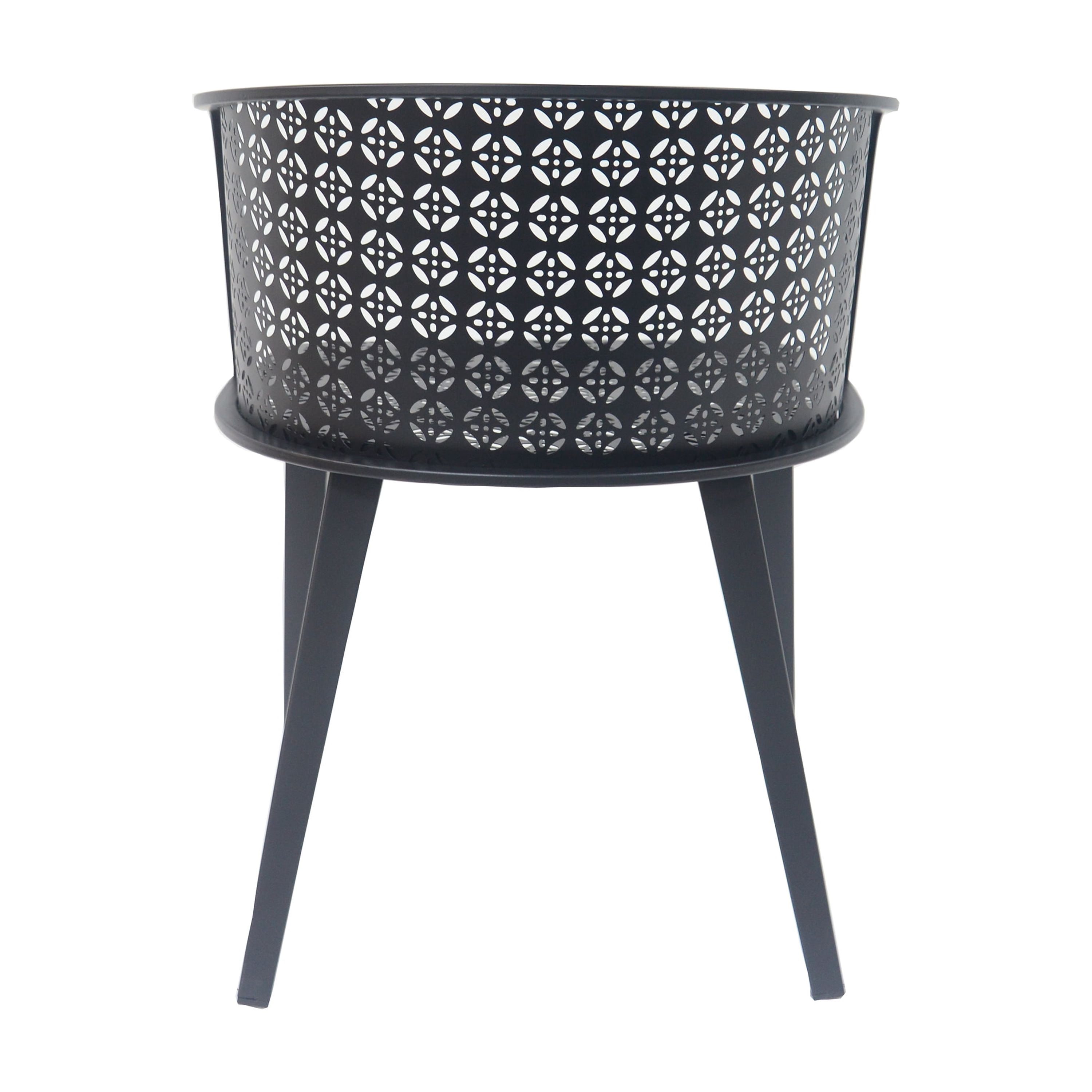 Outdoor Iron Frame Patio Dining Chairs Set of 2 for Garden Deck, Black