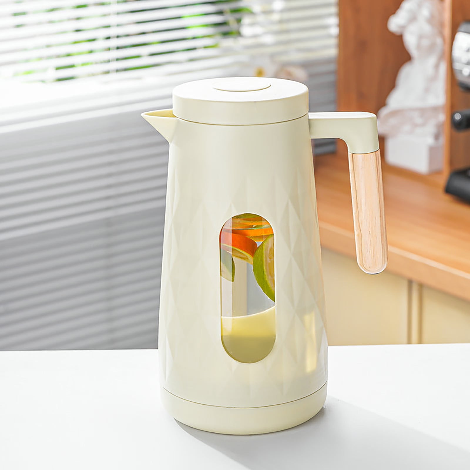 Glass Pitcher with Lid Glass Pitcher Water Pitcher Glass Water Pitcher Cold Kettle Household Cold Water Cup Large Capacity High Temperature Water Storage Summer Drink Bucket Cold Kettle