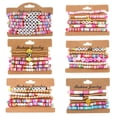 thumbnail image 1 of El colorido brazalete de cuentas sonrientes con letras de arcilla en verano, el brazalete retro de arcilla blanda, el conjunto de brazalete elástico de arcilla suave, la joyería de la pareja, 1 of 5