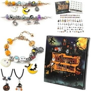 Guvpev Halloween Trick or Treat Charm Bracelet Advent Calendar 2025, DIY Jewelry Ornaments Making Kit, with 20Pcs Charm Beads, 2 Bracelets & 2 Necklace, Haloween Countdown Calendar, Unique Gifts