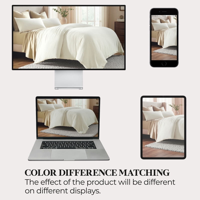 Superior Chloe 100% Cotton Percale Linen Texture Duvet Cover Set, King California King, Ivory