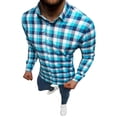 thumbnail image 3 of Camisas De Franela Para Hombre Hombres manga larga Otoño Invierno Casual Plaid impreso camisas Top blusa camisas (Blue, XXL), 3 of 7