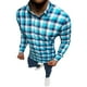 thumbnail image 3 of Camisas De Franela Para Hombre Hombres manga larga Otoño Invierno Casual Plaid impreso camisas Top blusa camisas (Blue, L), 3 of 7