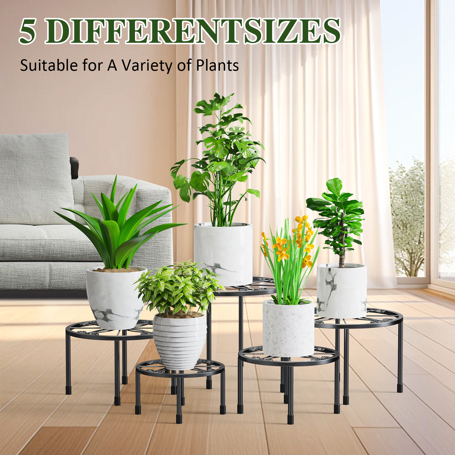 Foukus 5-Pack Black Metal Plant Stands photo 2