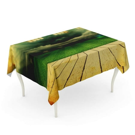 

SIDONKU Green Best Stadium Champion Field Football Arena Brasil Brazil Bright Tablecloth Table Desk Cover Home Party Decor 60x120 inch