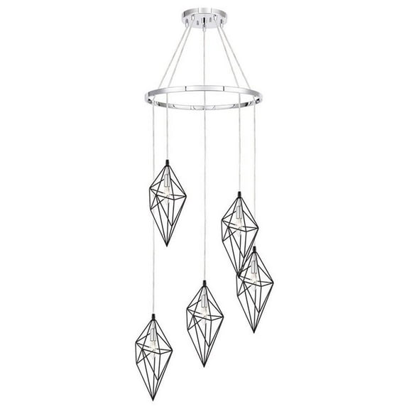 Woodbridge Lighting Lanning 5-Light Metal Chandelier in Black/Chrome