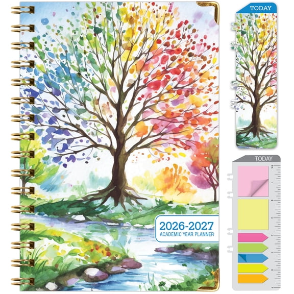 Excello Brands Hardcover AY 2026-2027 Fashion Planner - 5.5"x8" (Tree Seasons)