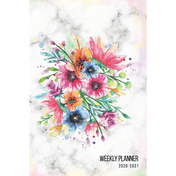 Pretty Planners Weekly Planner 2020 2021 Watercolor Florals On Marble 6x9 In 2020 Calendar Organizer With Bonus Dotted Grid Pages Inspirational Quotes To Do Lists Paperback Walmart Com Walmart Com