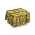 thumbnail image 1 of Floral Ottoman Cover, Tulips and Daffodils Pattern, 2 Piece Slipcover Set with Ruffle Skirt for Square Round Cube Footstool Decorative Home Accent, Standard Size, Khaki Multicolor, by Ambesonne, 1 of 5