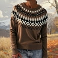 thumbnail image 2 of Womens Sweaters Relaxed Fit Color Block Knit Sweater Round Neck Long Sleeve Comfy Warm Top Casual Fall Sweaters for Women, 2 of 4
