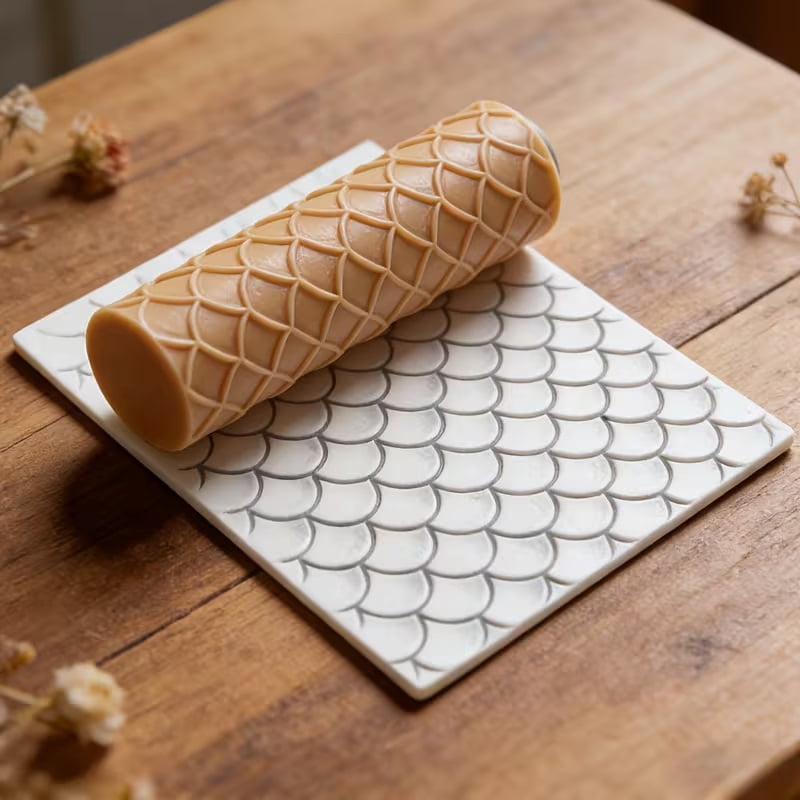 Fish Scale Texture Embossed Polymer Clay Roller  A must-have tool for ceramic sculpting
