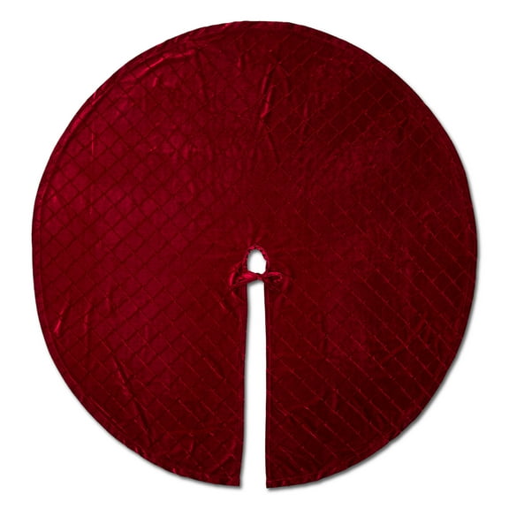 Embossed Velvet Christmas Tree Skirt, Red, 48", by Holiday Time