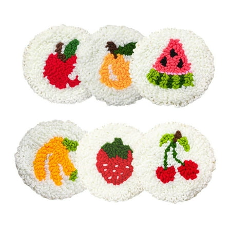 

Handmade Cup Coasters Punch DIY Rug Punch Fruit Print Fabric Drink - 6Pieces
