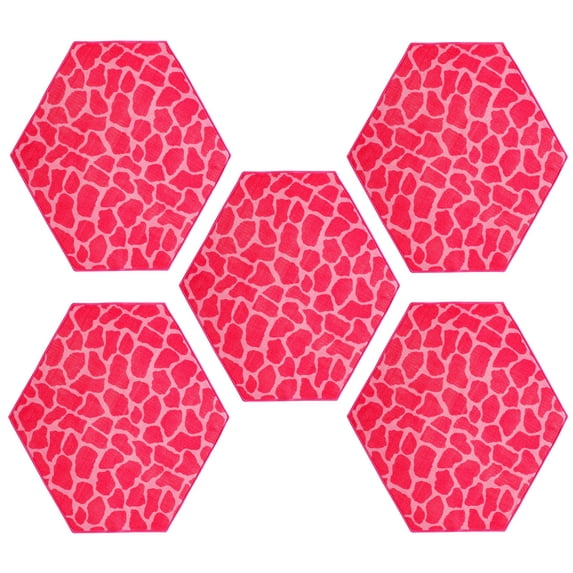 Furnish My Place Giraffe Girly Giraffe Area Rug, Animal Print Area Rug, Pet-Friendly Rug, Baby Nursery Mat, Indoor Area Rug, Perfect for Living Room, Playroom, 3' Hexagon - Set of 5