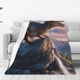 thumbnail image 4 of Cauagu Sunset Cliff Dinosaur Pattern Flannel Bed Blankets,Fleece Blanket Comfortable Air Conditioning Blanket for Sofa Bed Travel Couch & Living Room -50"x40", 4 of 8