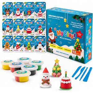 Mutrain Christmas Modeling Clay Kit 12 Air Dry Clay Colors with Tools