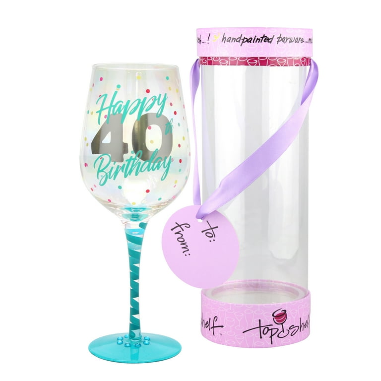 Decorative 40th Birthday Wine Glass For Red or White Wine