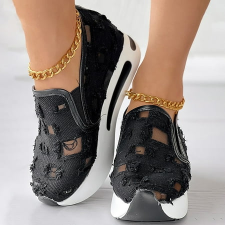 

Feiboyy Ladies Summer Fashion Thin Lazy Breathable Thick Bottoming Hollowed Out Comfortable Outdoor Travel Foot Set Sports Casual Shoes