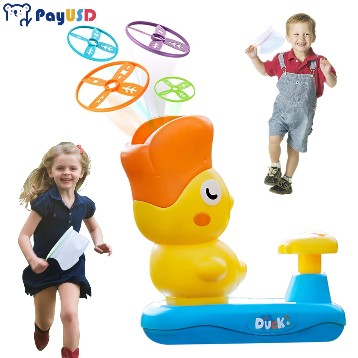 PayUSD Duck Flying Disc Launcher Toy, Popup Flying Saucer Machine Step