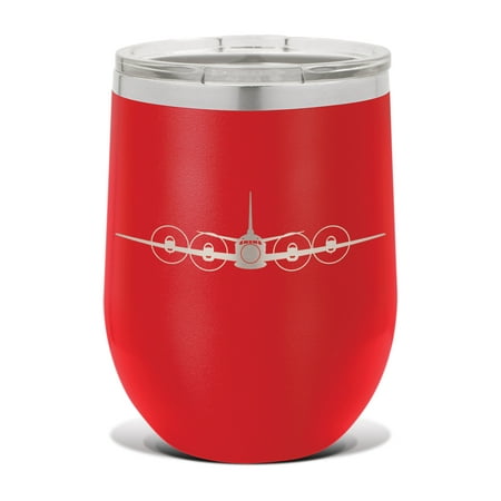 

EP-3E Aries II Wine Tumbler 12 oz - Laser Engraved - Stainless Steel - Vacuum Insulated - Double Walled - Wine Glass - Stemless - Drinkware Clear Lid - ep3 ep3e reconnaissance variant p-3 orion - Red